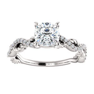CZ Wedding Set, featuring The Janneth engagement ring (Customizable Cushion Cut Design with Twisting Rope-Pavé Split Band) - Image 6
