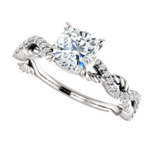 CZ Wedding Set, featuring The Janneth engagement ring (Customizable Cushion Cut Design with Twisting Rope-Pavé Split Band) - Image 7