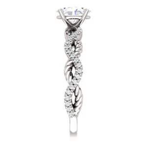 CZ Wedding Set, featuring The Janneth engagement ring (Customizable Oval Cut Design with Twisting Rope-Pavé Split Band) - Image 3