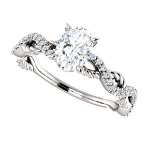 CZ Wedding Set, featuring The Janneth engagement ring (Customizable Oval Cut Design with Twisting Rope-Pavé Split Band) - Image 7