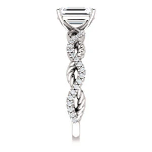 CZ Wedding Set, featuring The Janneth engagement ring (Customizable Radiant Cut Design with Twisting Rope-Pavé Split Band) - Image 3