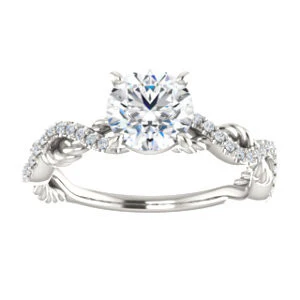 CZ Wedding Set, featuring The Janneth engagement ring (Customizable Round Cut Design with Twisting Rope-Pavé Split Band) - Image 6