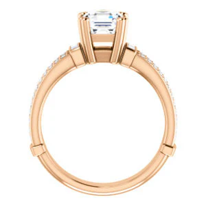 CZ Wedding Set, featuring The Kaitlyn engagement ring (Customizable Asscher Cut with Flanking Baguettes And Round Channel Accents) - Image 3