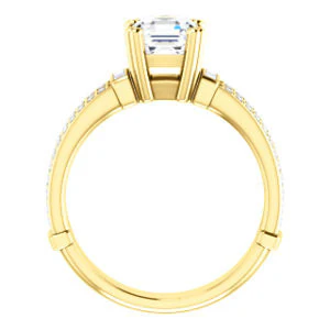 CZ Wedding Set, featuring The Kaitlyn engagement ring (Customizable Asscher Cut with Flanking Baguettes And Round Channel Accents) - Image 5