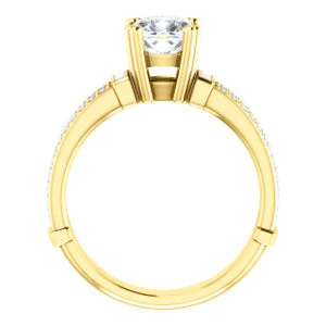 CZ Wedding Set, featuring The Kaitlyn engagement ring (Customizable Cushion Cut with Flanking Baguettes And Round Channel Accents) - Image 3