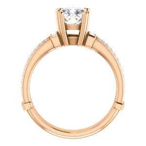 CZ Wedding Set, featuring The Kaitlyn engagement ring (Customizable Cushion Cut with Flanking Baguettes And Round Channel Accents) - Image 5