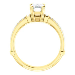 CZ Wedding Set, featuring The Kaitlyn engagement ring (Customizable Emerald Cut with Flanking Baguettes And Round Channel Accents) - Image 5
