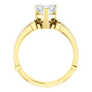 CZ Wedding Set, featuring The Kaitlyn engagement ring (Customizable Heart Cut with Flanking Baguettes And Round Channel Accents) - Image 3