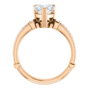 CZ Wedding Set, featuring The Kaitlyn engagement ring (Customizable Heart Cut with Flanking Baguettes And Round Channel Accents) - Image 5