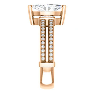 CZ Wedding Set, featuring The Kaitlyn engagement ring (Customizable Marquise Cut with Flanking Baguettes And Round Channel Accents) - Image 12