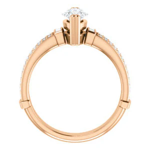 CZ Wedding Set, featuring The Kaitlyn engagement ring (Customizable Marquise Cut with Flanking Baguettes And Round Channel Accents) - Image 3