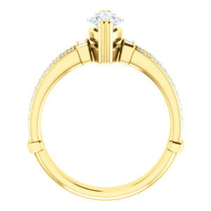 CZ Wedding Set, featuring The Kaitlyn engagement ring (Customizable Marquise Cut with Flanking Baguettes And Round Channel Accents) - Image 5