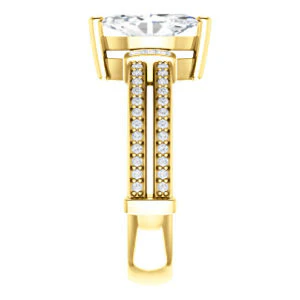 CZ Wedding Set, featuring The Kaitlyn engagement ring (Customizable Marquise Cut with Flanking Baguettes And Round Channel Accents) - Image 8