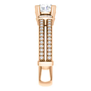 CZ Wedding Set, featuring The Kaitlyn engagement ring (Customizable Oval Cut with Flanking Baguettes And Round Channel Accents) - Image 12