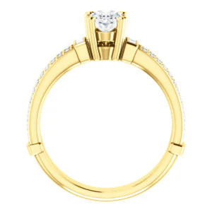 CZ Wedding Set, featuring The Kaitlyn engagement ring (Customizable Oval Cut with Flanking Baguettes And Round Channel Accents) - Image 3