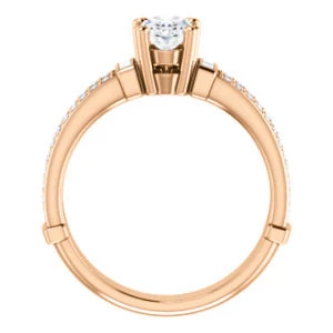CZ Wedding Set, featuring The Kaitlyn engagement ring (Customizable Oval Cut with Flanking Baguettes And Round Channel Accents) - Image 5