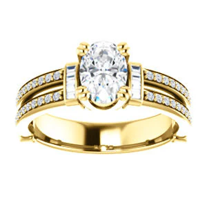CZ Wedding Set, featuring The Kaitlyn engagement ring (Customizable Oval Cut with Flanking Baguettes And Round Channel Accents) - Image 7