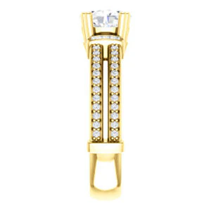 CZ Wedding Set, featuring The Kaitlyn engagement ring (Customizable Oval Cut with Flanking Baguettes And Round Channel Accents) - Image 8