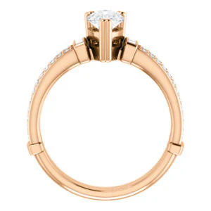 CZ Wedding Set, featuring The Kaitlyn engagement ring (Customizable Pear Cut with Flanking Baguettes And Round Channel Accents) - Image 3