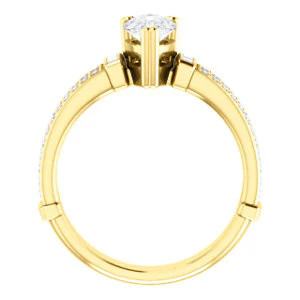 CZ Wedding Set, featuring The Kaitlyn engagement ring (Customizable Pear Cut with Flanking Baguettes And Round Channel Accents) - Image 5