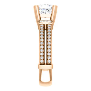 CZ Wedding Set, featuring The Kaitlyn engagement ring (Customizable Princess Cut with Flanking Baguettes And Round Channel Accents) - Image 12