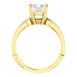 CZ Wedding Set, featuring The Kaitlyn engagement ring (Customizable Princess Cut with Flanking Baguettes And Round Channel Accents) - Image 3