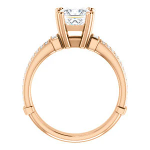 CZ Wedding Set, featuring The Kaitlyn engagement ring (Customizable Princess Cut with Flanking Baguettes And Round Channel Accents) - Image 5