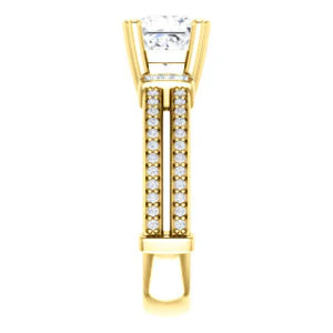 CZ Wedding Set, featuring The Kaitlyn engagement ring (Customizable Princess Cut with Flanking Baguettes And Round Channel Accents) - Image 8