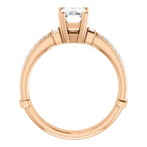 CZ Wedding Set, featuring The Kaitlyn engagement ring (Customizable Radiant Cut with Flanking Baguettes And Round Channel Accents) - Image 3
