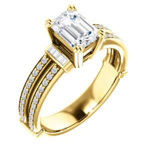 CZ Wedding Set, featuring The Kaitlyn engagement ring (Customizable Radiant Cut with Flanking Baguettes And Round Channel Accents) - Image 6
