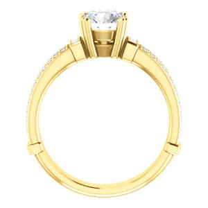 CZ Wedding Set, featuring The Kaitlyn engagement ring (Customizable Round Cut with Flanking Baguettes And Round Channel Accents) - Image 3