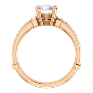 CZ Wedding Set, featuring The Kaitlyn engagement ring (Customizable Round Cut with Flanking Baguettes And Round Channel Accents) - Image 5