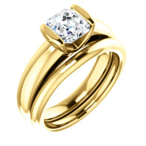 CZ Wedding Set, featuring The Liza Bella engagement ring (Customizable Asscher Cut Cathedral Bar-set Solitaire) - Image 4