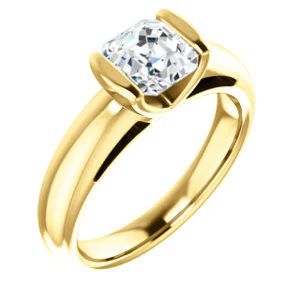CZ Wedding Set, featuring The Liza Bella engagement ring (Customizable Asscher Cut Cathedral Bar-set Solitaire) - Image 6