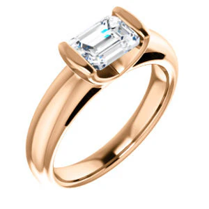 CZ Wedding Set, featuring The Liza Bella engagement ring (Customizable Emerald Cut Cathedral Bar-set Solitaire) - Image 10