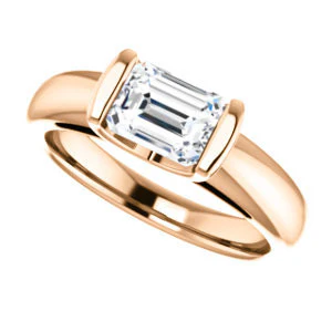 CZ Wedding Set, featuring The Liza Bella engagement ring (Customizable Emerald Cut Cathedral Bar-set Solitaire) - Image 13