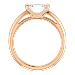 CZ Wedding Set, featuring The Liza Bella engagement ring (Customizable Emerald Cut Cathedral Bar-set Solitaire) - Image 3