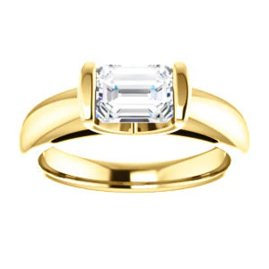 CZ Wedding Set, featuring The Liza Bella engagement ring (Customizable Emerald Cut Cathedral Bar-set Solitaire) - Image 7
