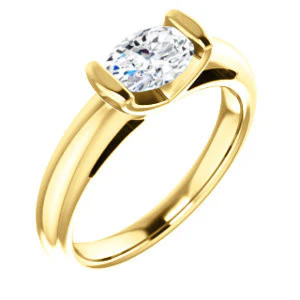 CZ Wedding Set, featuring The Liza Bella engagement ring (Customizable Oval Cut Cathedral Bar-set Solitaire) - Image 6