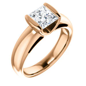 CZ Wedding Set, featuring The Liza Bella engagement ring (Customizable Princess Cut Cathedral Bar-set Solitaire) - Image 10