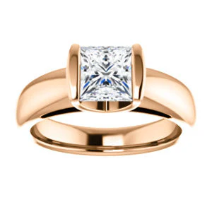 CZ Wedding Set, featuring The Liza Bella engagement ring (Customizable Princess Cut Cathedral Bar-set Solitaire) - Image 11