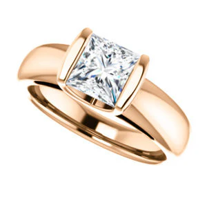 CZ Wedding Set, featuring The Liza Bella engagement ring (Customizable Princess Cut Cathedral Bar-set Solitaire) - Image 13