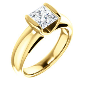 CZ Wedding Set, featuring The Liza Bella engagement ring (Customizable Princess Cut Cathedral Bar-set Solitaire) - Image 6
