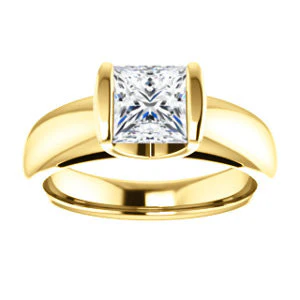 CZ Wedding Set, featuring The Liza Bella engagement ring (Customizable Princess Cut Cathedral Bar-set Solitaire) - Image 7