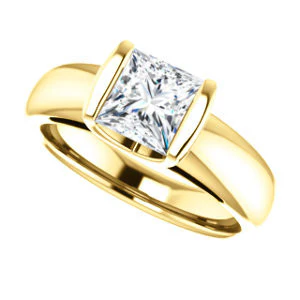 CZ Wedding Set, featuring The Liza Bella engagement ring (Customizable Princess Cut Cathedral Bar-set Solitaire) - Image 9