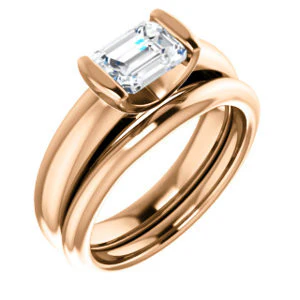 CZ Wedding Set, featuring The Liza Bella engagement ring (Customizable Radiant Cut Cathedral Bar-set Solitaire) - Image 4
