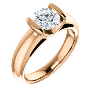 CZ Wedding Set, featuring The Liza Bella engagement ring (Customizable Round Cut Cathedral Bar-set Solitaire) - Image 10