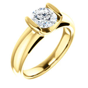 CZ Wedding Set, featuring The Liza Bella engagement ring (Customizable Round Cut Cathedral Bar-set Solitaire) - Image 6