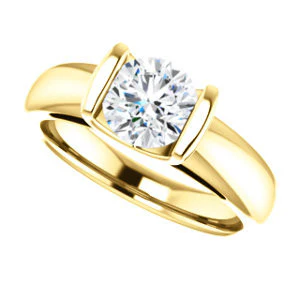 CZ Wedding Set, featuring The Liza Bella engagement ring (Customizable Round Cut Cathedral Bar-set Solitaire) - Image 9