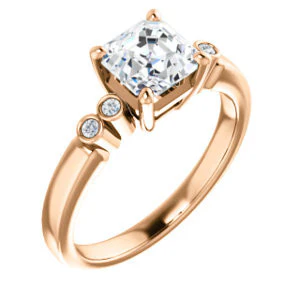 CZ Wedding Set, featuring The Luzella engagement ring (Customizable 5-stone Design with Asscher Cut Center and Round Bezel Accents) - Image 10